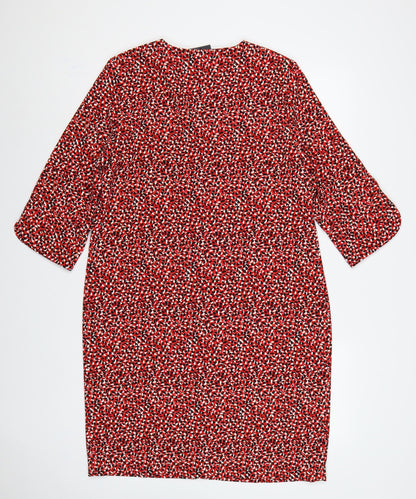 Marks & Spencer Women Red Geometric Print Size 12 Sheath Midi Dress