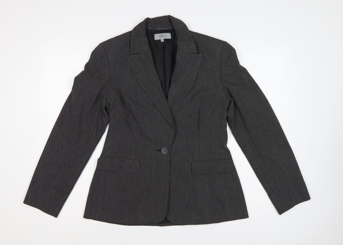 Marks and Spencer Women's Black Mix UK 12 Tailored Blazer
