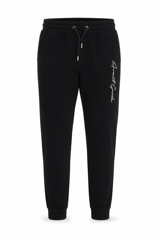 Front view of Avant Garde Paris Men’s Black M Logo Drawstring Cuffed Joggers