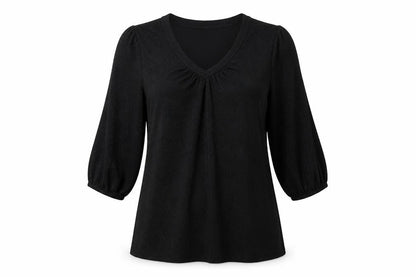 Bonmarché Women’s Black Glitter V-Neck Balloon Sleeve Blouse Size 12