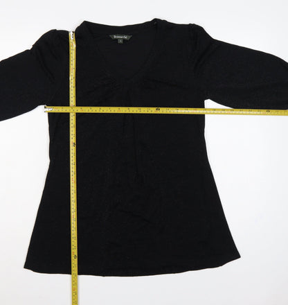 Bonmarché Women’s Black Glitter V-Neck Balloon Sleeve Blouse Size 12