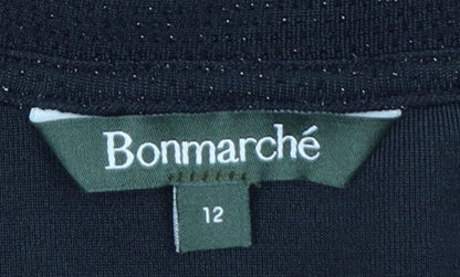 Bonmarché Women’s Black Glitter V-Neck Balloon Sleeve Blouse Size 12