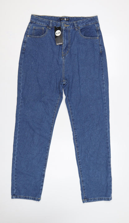 Boohoo Blue Women’s UK 12 High Rise Mom Jeans 100% Cotton