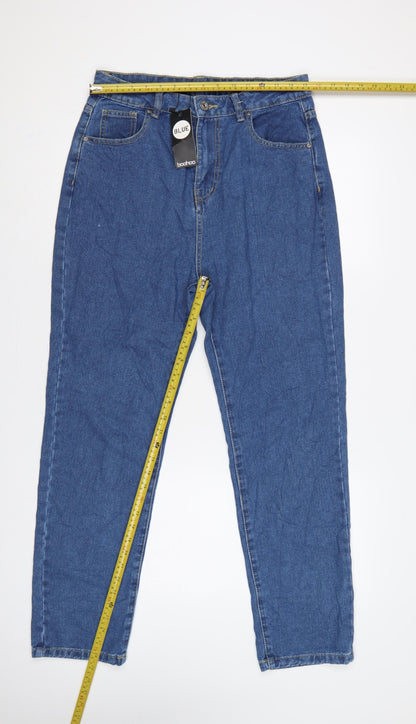 Boohoo Blue Women’s UK 12 High Rise Mom Jeans 100% Cotton