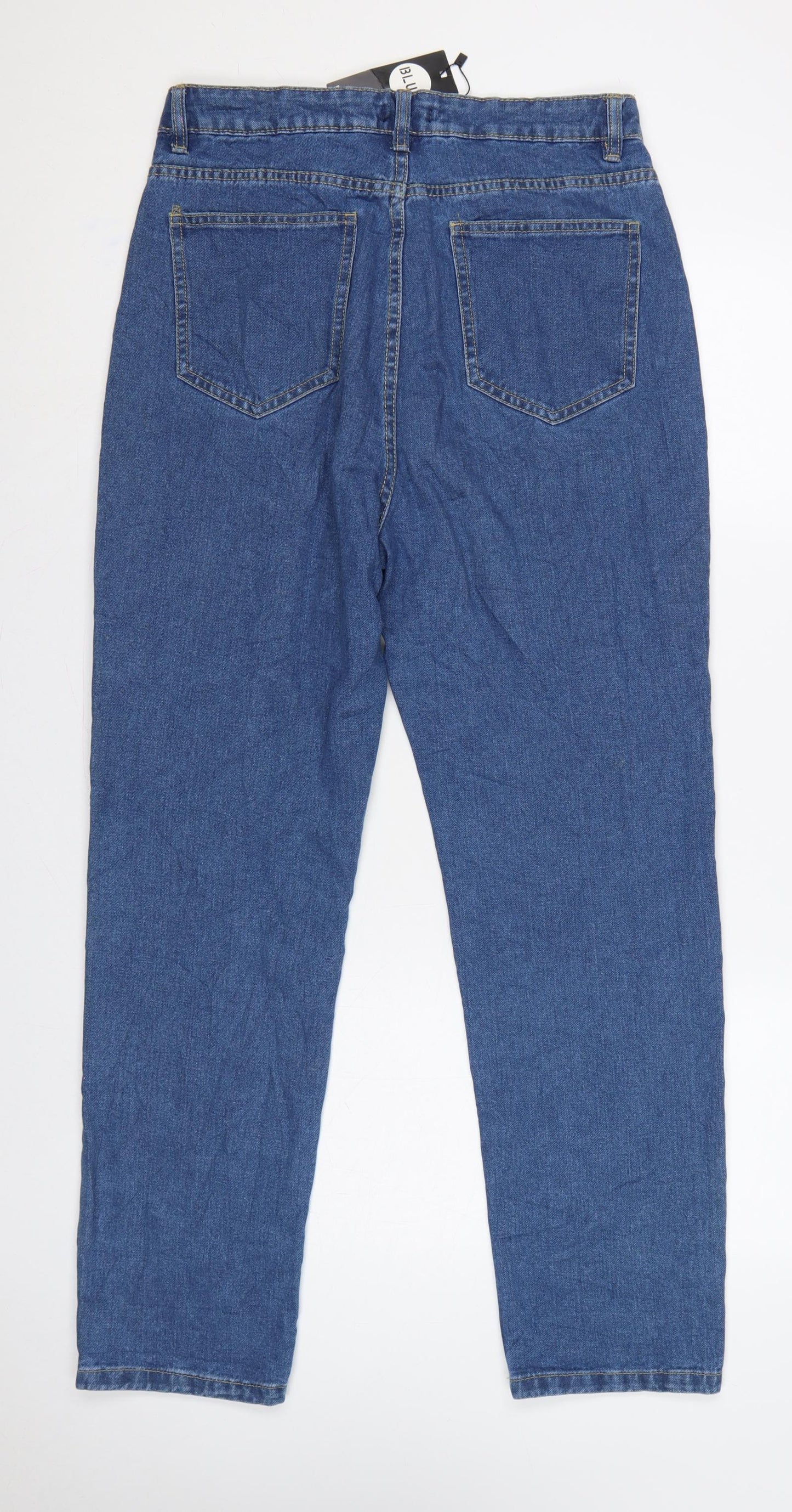 Boohoo Blue Women’s UK 12 High Rise Mom Jeans 100% Cotton