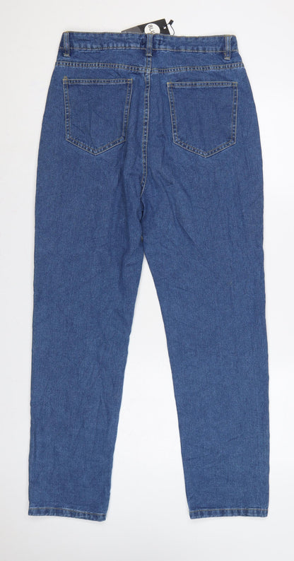 Boohoo Blue Women’s UK 12 High Rise Mom Jeans 100% Cotton