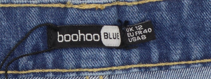 Boohoo Blue Women’s UK 12 High Rise Mom Jeans 100% Cotton