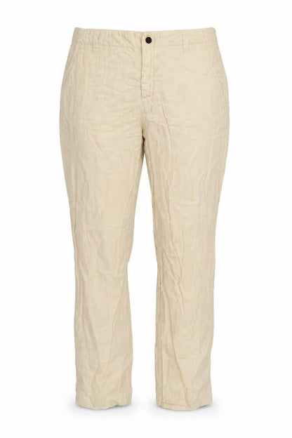 Zara Women Beige Linen Straight Chino Trousers Size S
