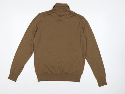 Autograph Men’s Brown Merino Wool Collared Henley Jumper M