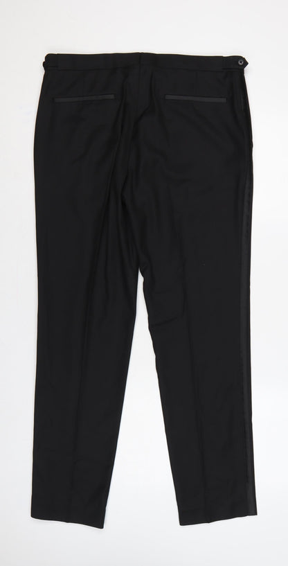 Marks and Spencer Men’s Black 34R Slim Fit Dress Trousers Formal