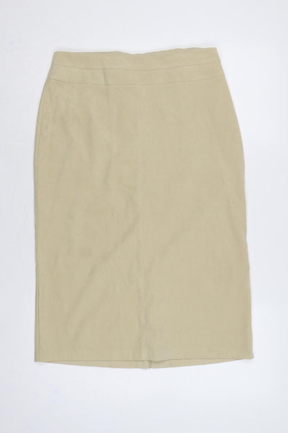 CMD Women Beige UK 12 Midi Pencil Skirt Stretch Workwear