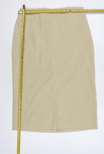 CMD Women Beige UK 12 Midi Pencil Skirt Stretch Workwear