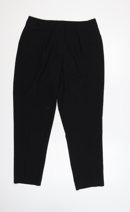 Oasis Women’s Black UK 12 Pleated Tapered Tailored Dress Trousers