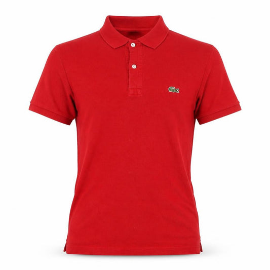 Front view of Lacoste Men’s Red Slim Fit Cotton Piqué Polo Shirt, size S