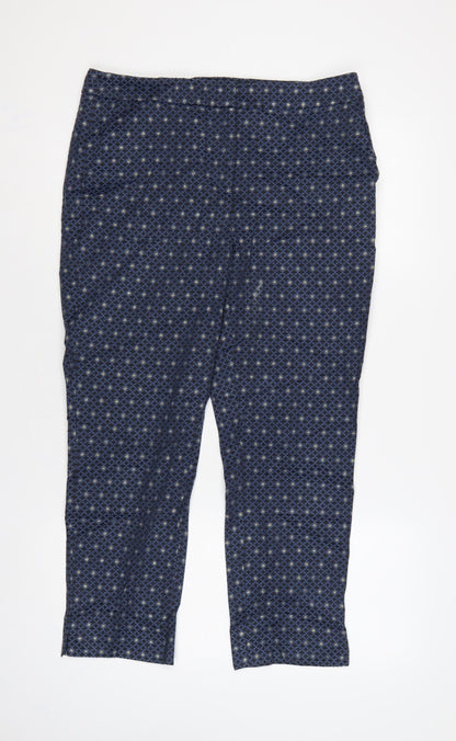 Marks & Spencer Women’s Blue UK 12 Geometric Metallic Stretch Trousers