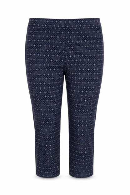 Marks & Spencer Women’s Blue UK 12 Geometric Metallic Stretch Trousers