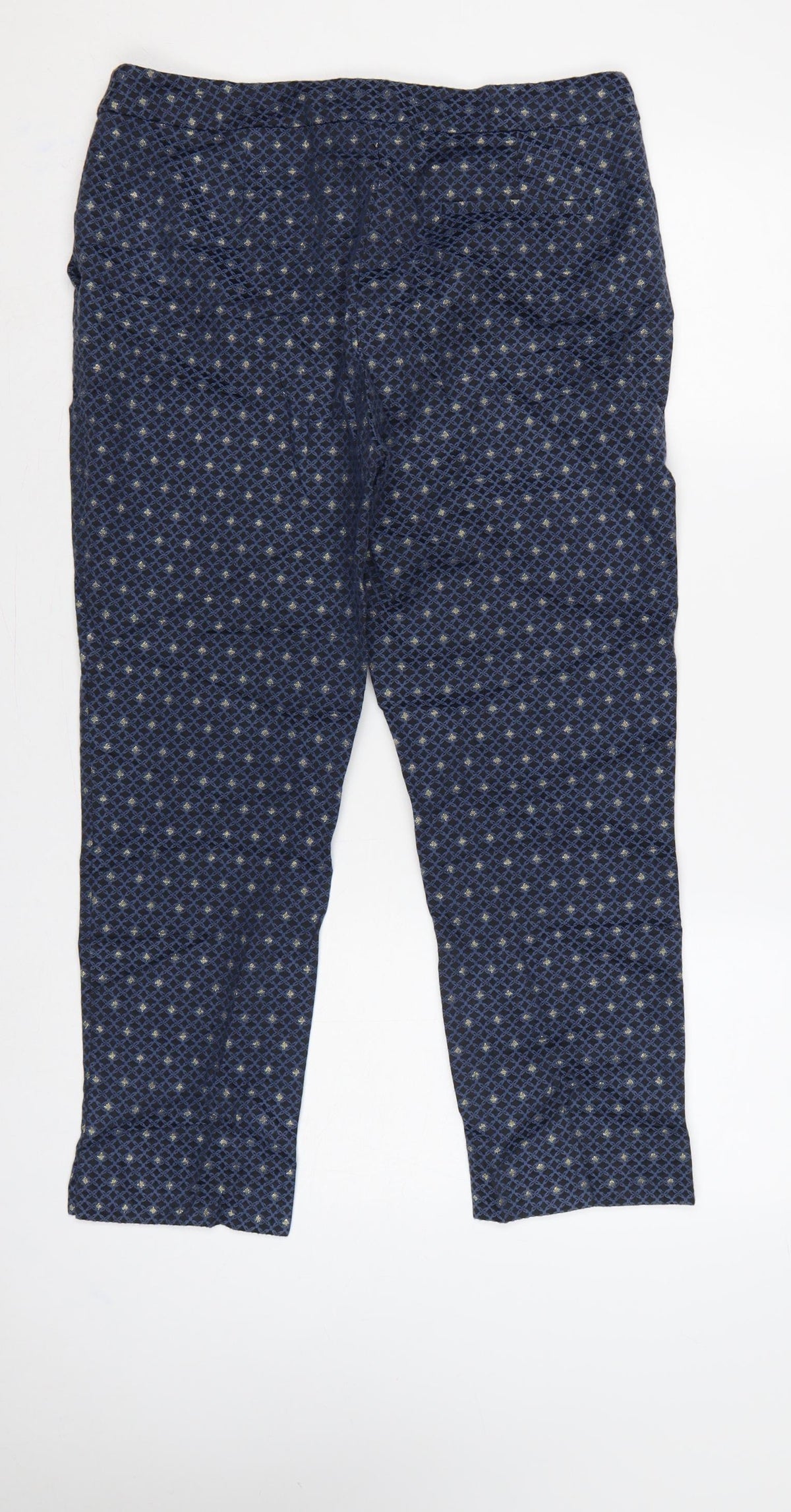 Marks & Spencer Women’s Blue UK 12 Geometric Metallic Stretch Trousers
