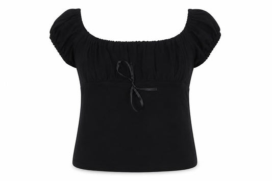Jeffrey Rogers Women Black UK 14 Off Shoulder Bow Blouse Top