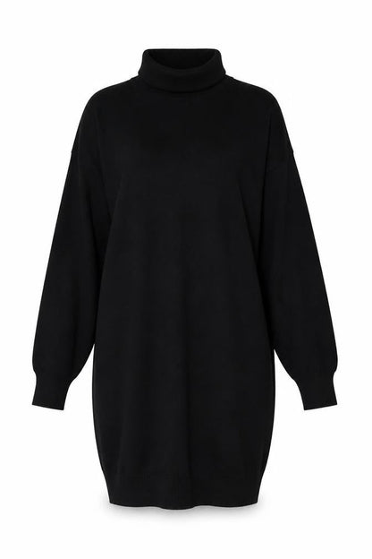 Badgley Mischka Women Black M Roll Neck Balloon Sleeve Jumper Dress