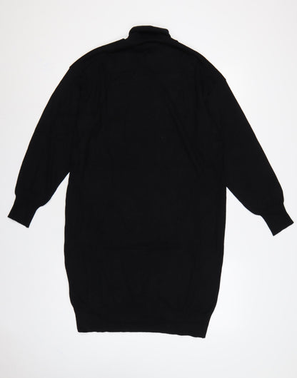Badgley Mischka Women Black M Roll Neck Balloon Sleeve Jumper Dress