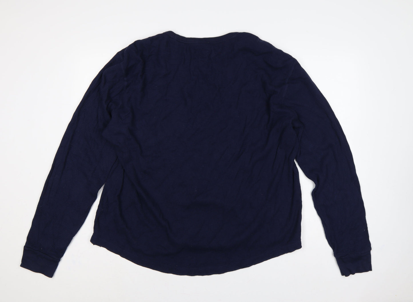 GAP Men’s Blue XL Thermal Waffle Knit Long Sleeve Crew Neck T-Shirt
