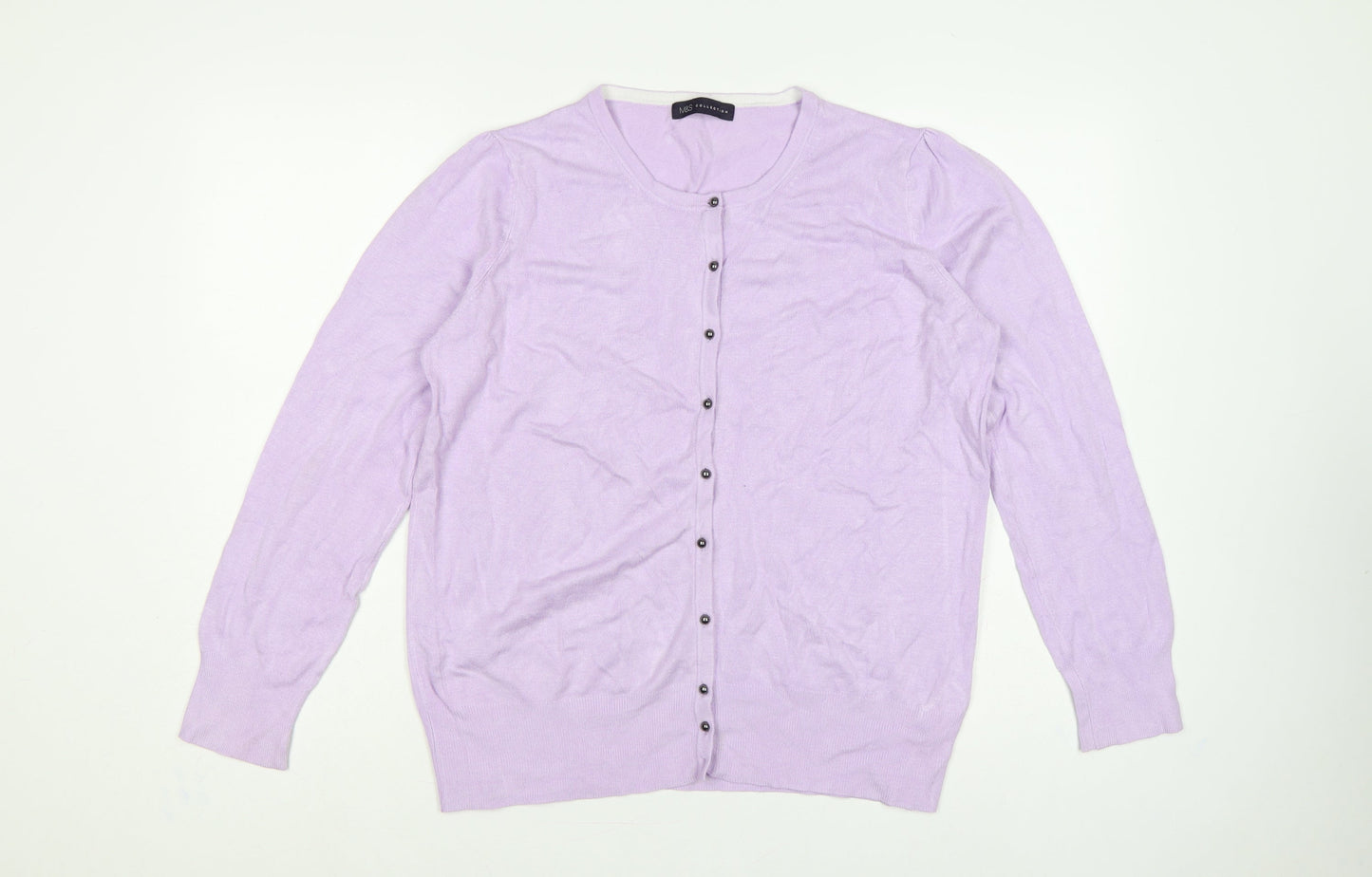 Marks and Spencer Women Purple Size 18 Button Knit Cardigan