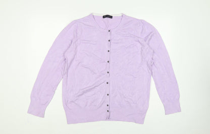 Marks and Spencer Women Purple Size 18 Button Knit Cardigan