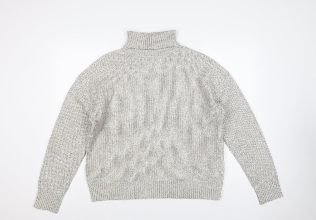 Marks & Spencer Women’s Grey UK 14 Roll Neck Rib Knit Pullover Jumper