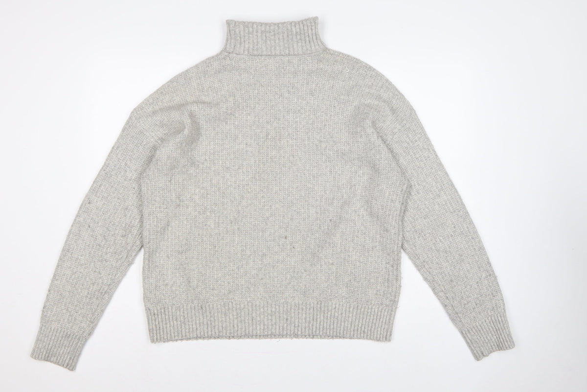 Marks & Spencer Women’s Grey UK 14 Roll Neck Rib Knit Pullover Jumper