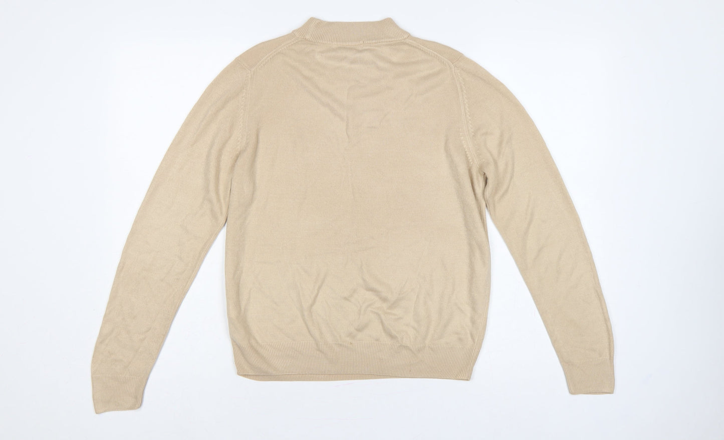 Marks and Spencer Women Beige UK 12 Roll Neck Cotton Knit Jumper