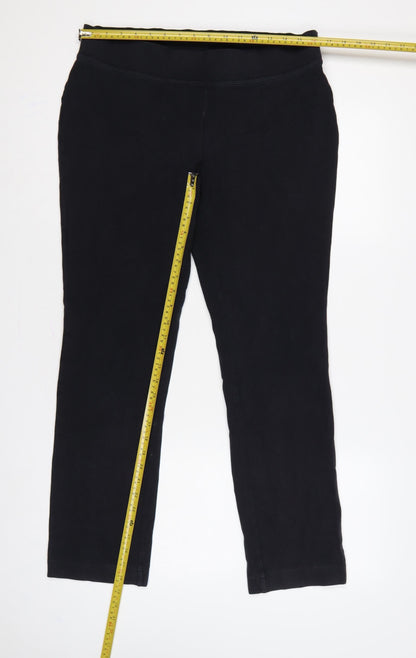 Lands' End Women Black M Stretch Elastic Waist Leggings