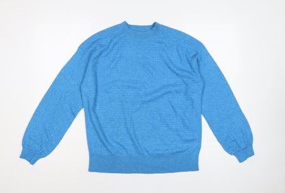 Marks & Spencer Women Blue M Mock Neck Raglan Knit Pullover Jumper