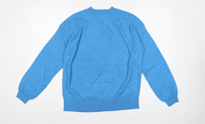Marks & Spencer Women Blue M Mock Neck Raglan Knit Pullover Jumper
