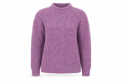 Marks & Spencer Women Purple Size 14 Chunky Knit Mock Neck Jumper