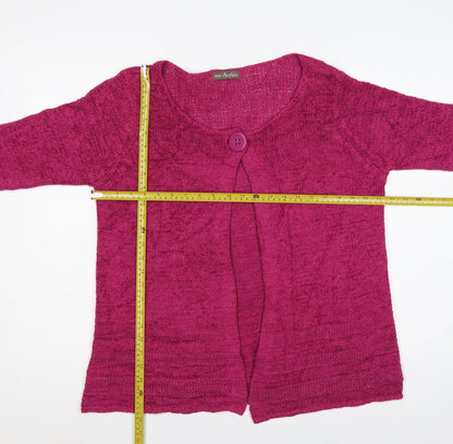 Marks & Spencer Women Pink UK 12 Open-Knit 3/4 Sleeve Cardigan
