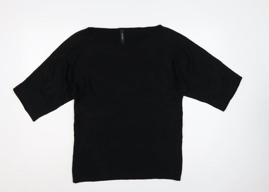 Marc Cain Women Black UK 8 Wool Silk Cashmere Dolman Sleeve Jumper