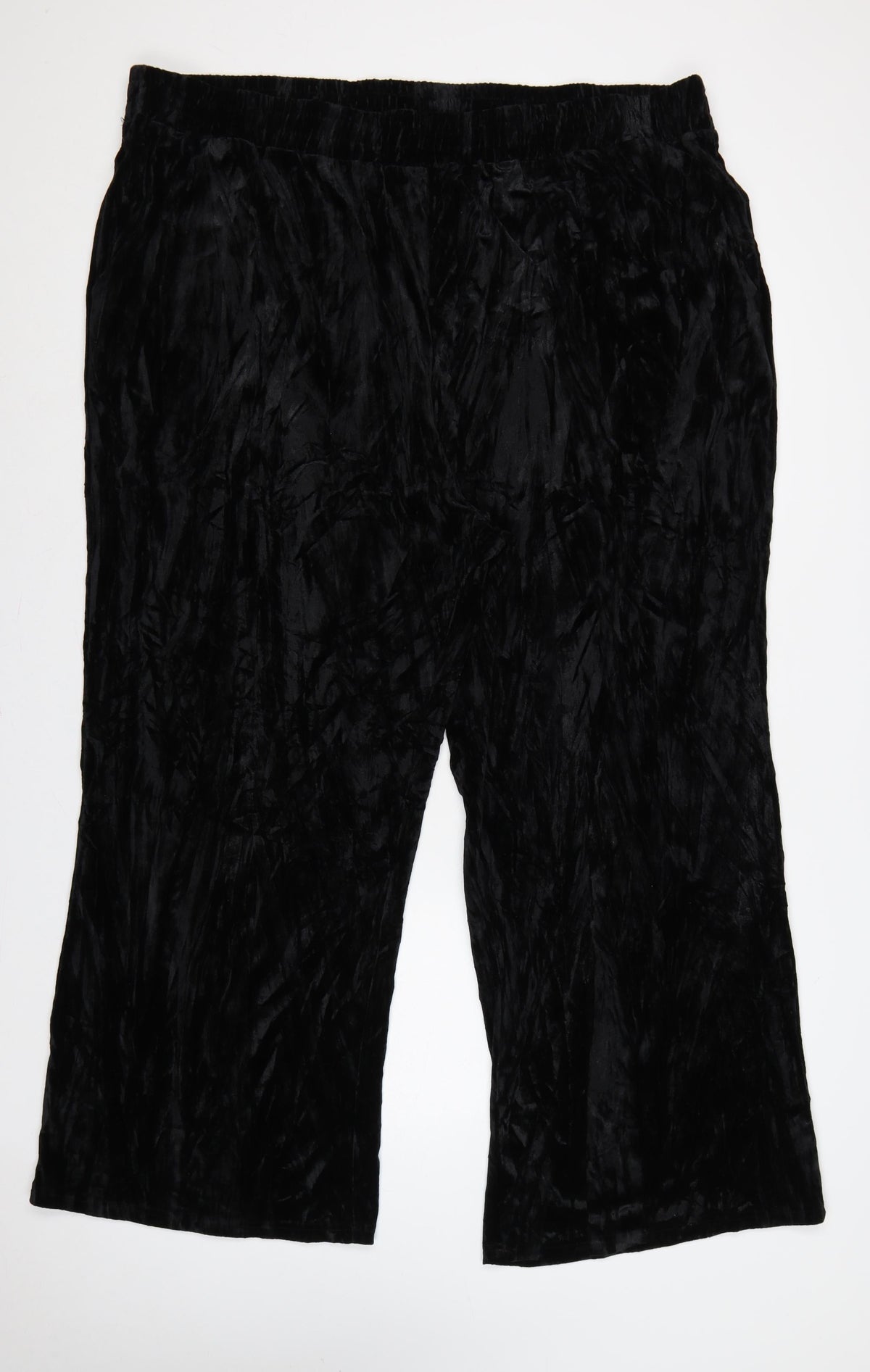 Yours Women’s Black Crushed Velvet Flared Trousers UK 26-28 Plus