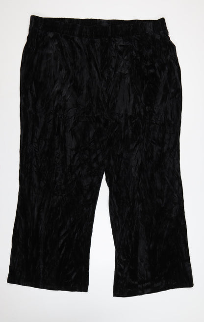 Yours Women’s Black Crushed Velvet Flared Trousers UK 26-28 Plus