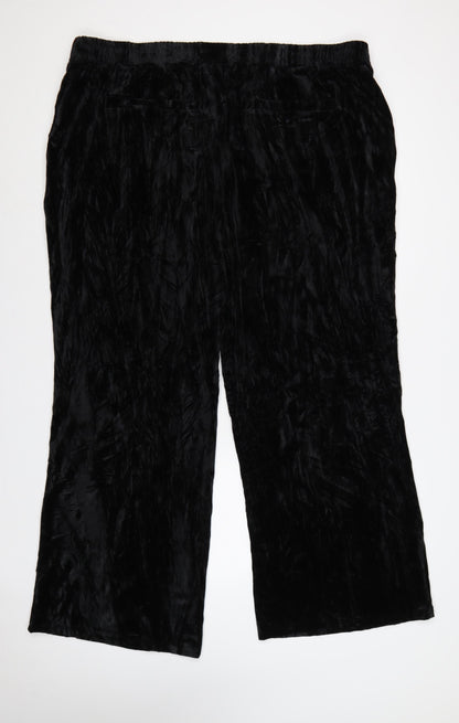 Yours Women’s Black Crushed Velvet Flared Trousers UK 26-28 Plus