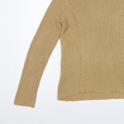 BHS Women’s Beige Size 12 Roll Neck Rib Knit Pullover Jumper