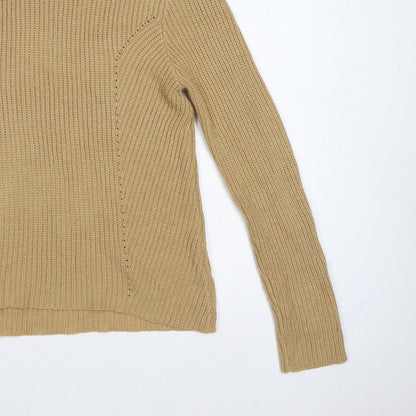 BHS Women’s Beige Size 12 Roll Neck Rib Knit Pullover Jumper