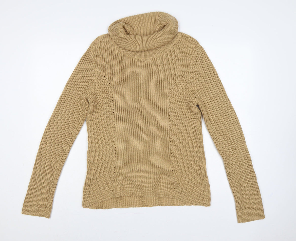 BHS Women’s Beige Size 12 Roll Neck Rib Knit Pullover Jumper