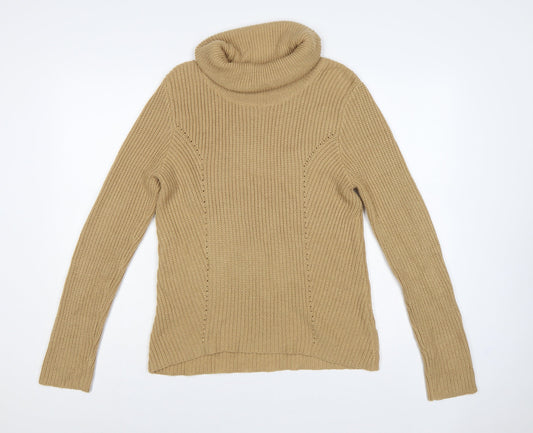 BHS Women’s Beige Size 12 Roll Neck Rib Knit Pullover Jumper