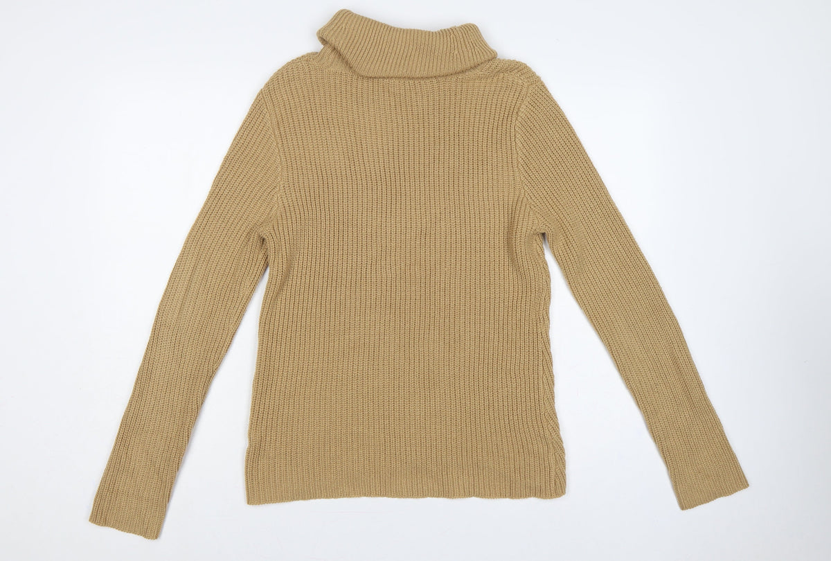 BHS Women’s Beige Size 12 Roll Neck Rib Knit Pullover Jumper