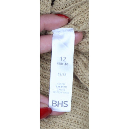 BHS Women’s Beige Size 12 Roll Neck Rib Knit Pullover Jumper