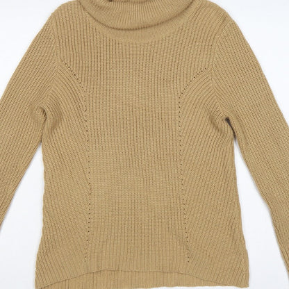 BHS Women’s Beige Size 12 Roll Neck Rib Knit Pullover Jumper