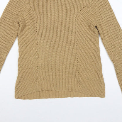 BHS Women’s Beige Size 12 Roll Neck Rib Knit Pullover Jumper