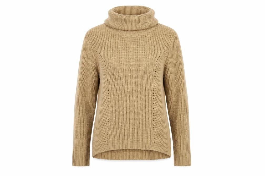 BHS Women’s Beige Size 12 Roll Neck Rib Knit Pullover Jumper