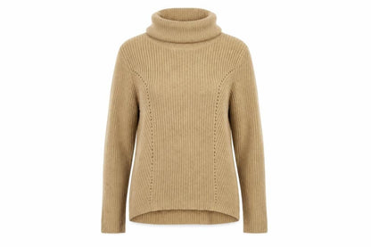 BHS Women’s Beige Size 12 Roll Neck Rib Knit Pullover Jumper