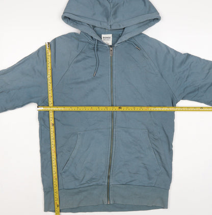 Bonds Men Blue M Full Zip Hooded Cotton Fleece Hoodie